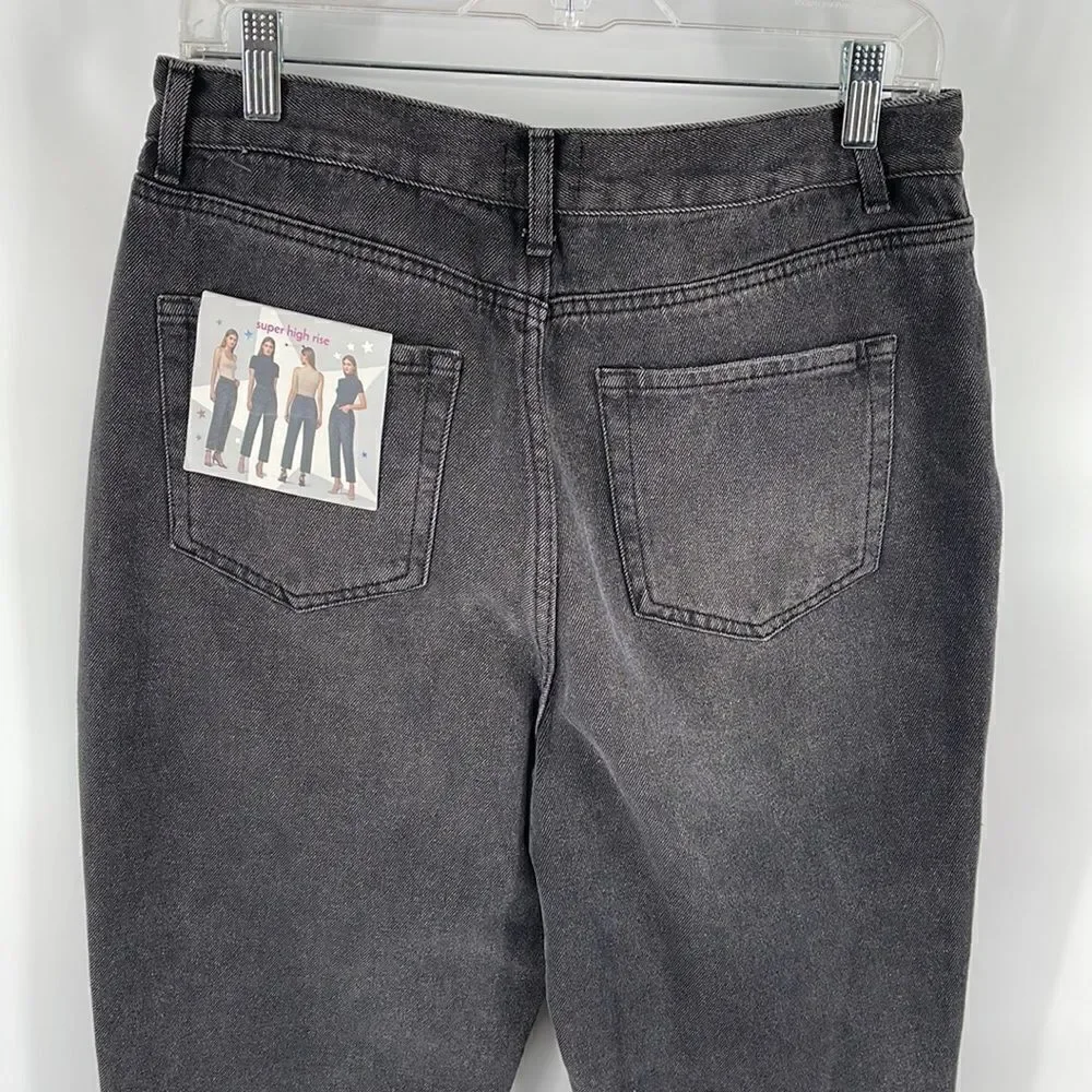 Simple Society distressed super high rise button fly raw hem jeans NEW NWT 15 32